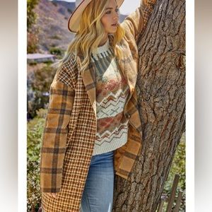 NWT Gigio plaid patchwork multi oversized pattern blazer coat jacket